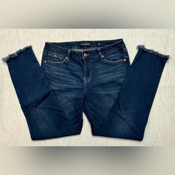 Lucky Brand Womens Denim Blue Jeans 8/29 Skinny Ankle Cheville Raw Hem Western - Picture 3 of 5